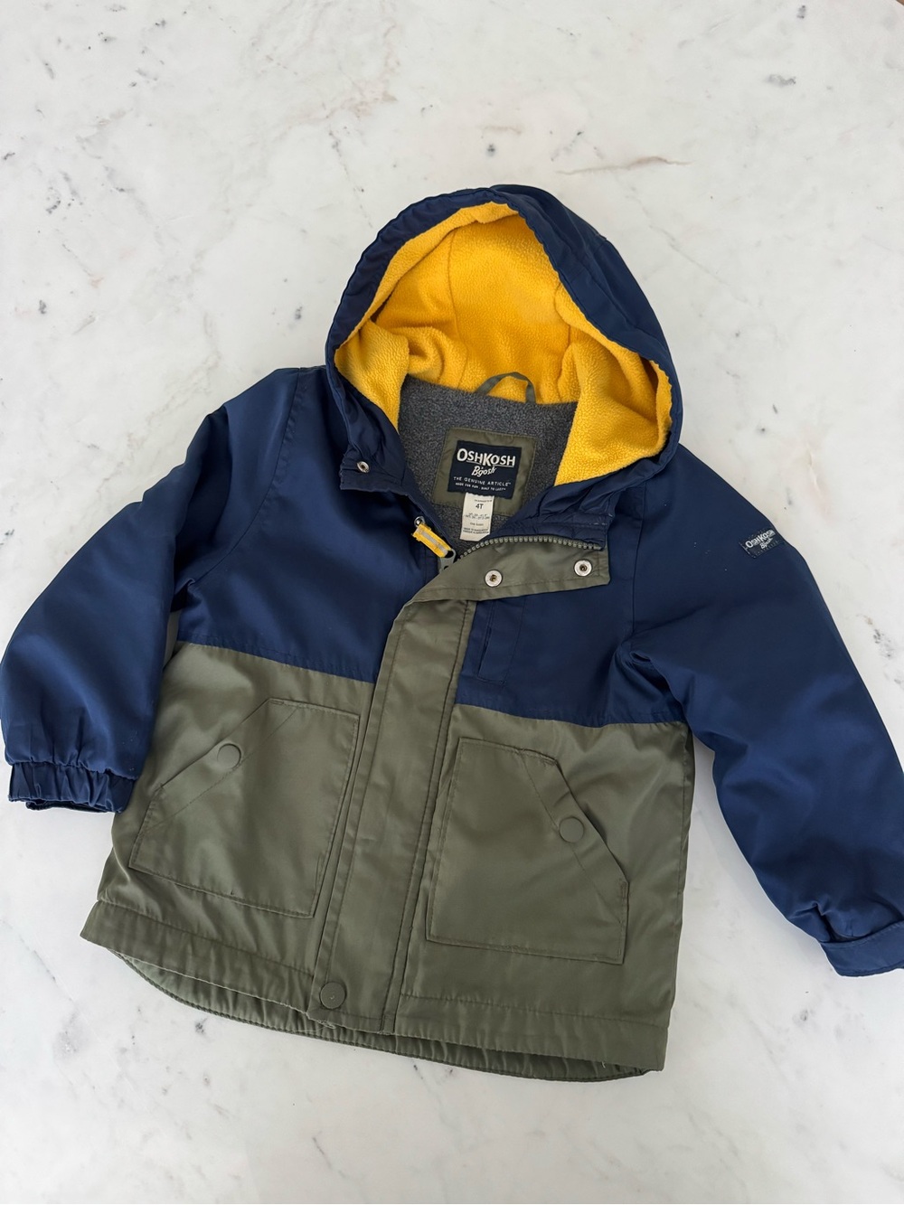OshKosh B’gosh Boys Hooded Jacket 4T | Lightweight Navy Green Windbreaker Coat